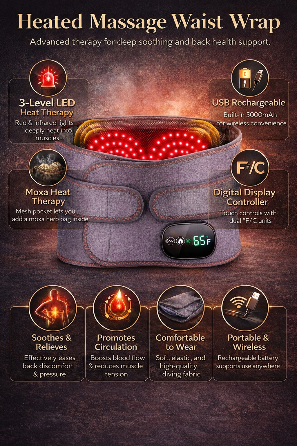 Heated back Massager